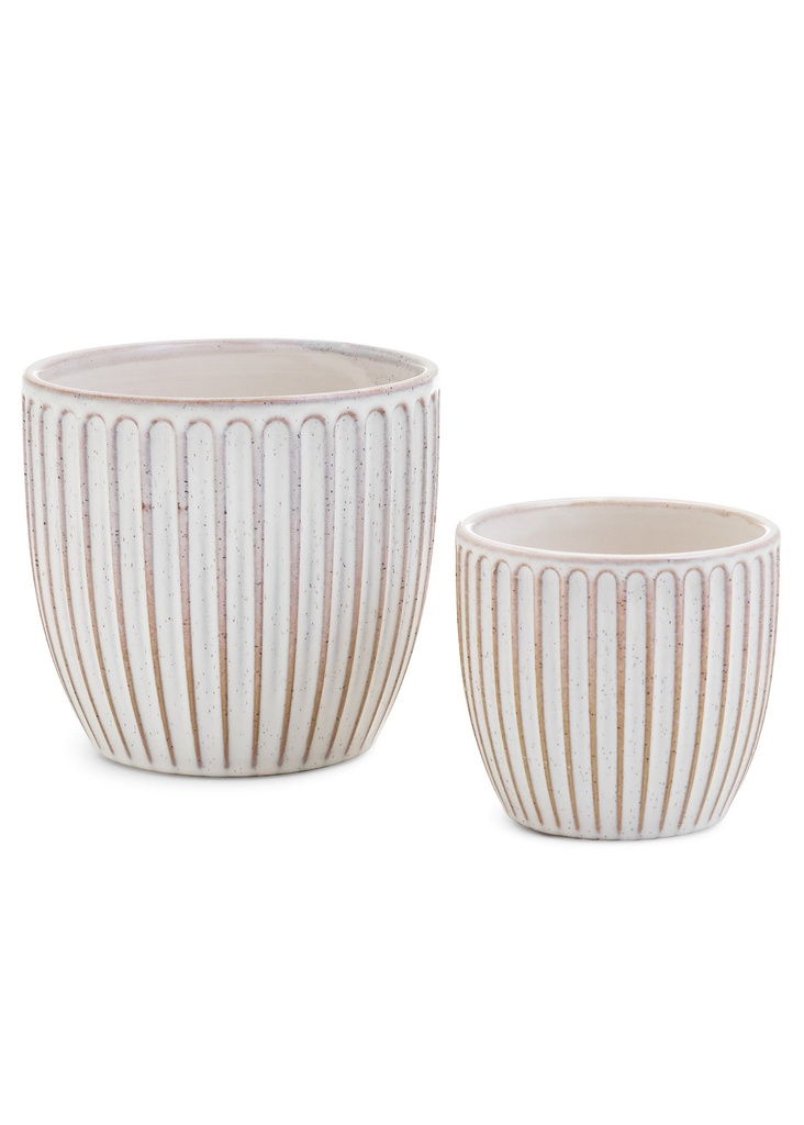 Planter Sm Cera Ribbed White
