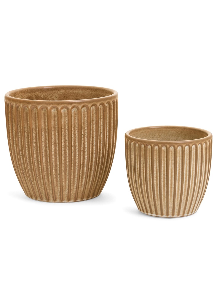 Planter Sm Cera Ribbed Ochre
