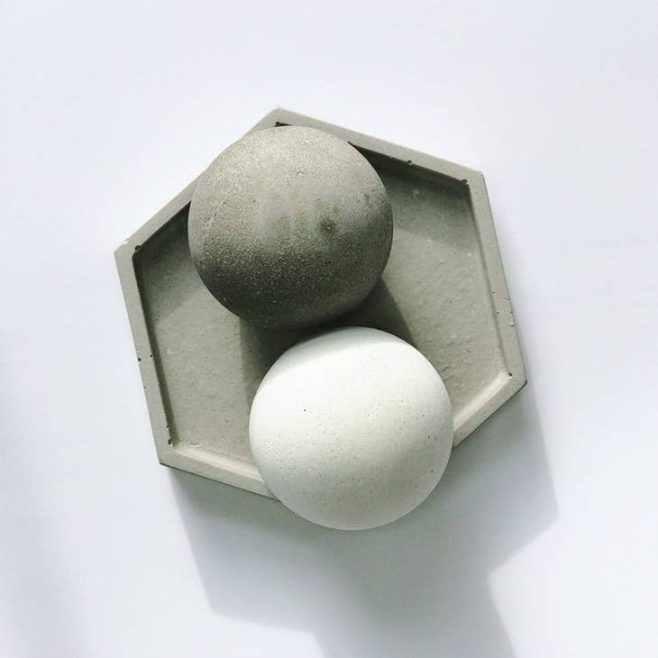 Concrete Sphere Paperweights Set Of 2 | Charcoal