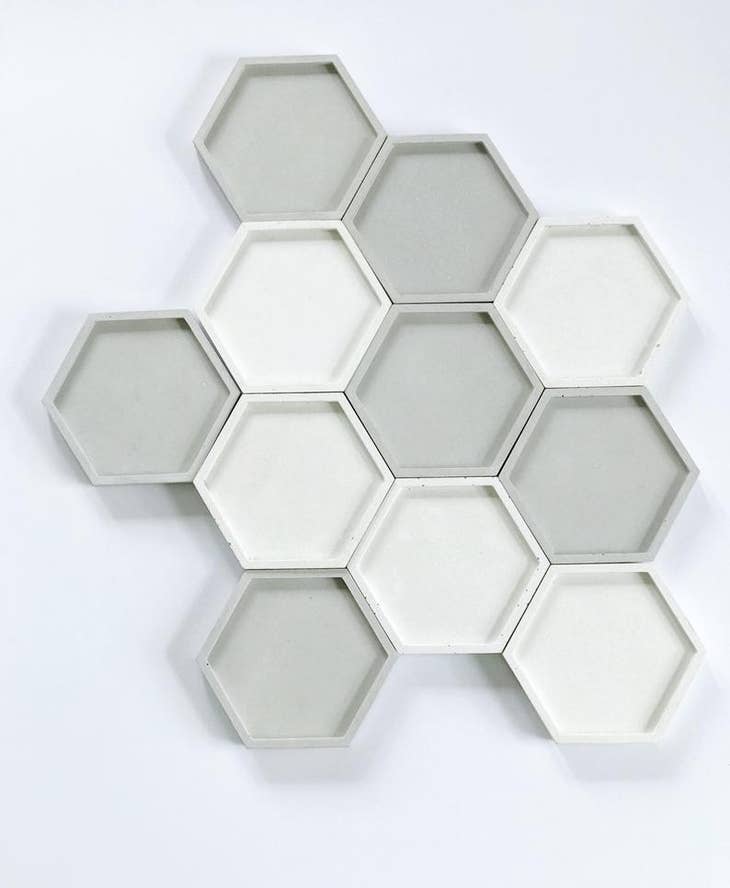 Concrete Hexagonal Tray | White