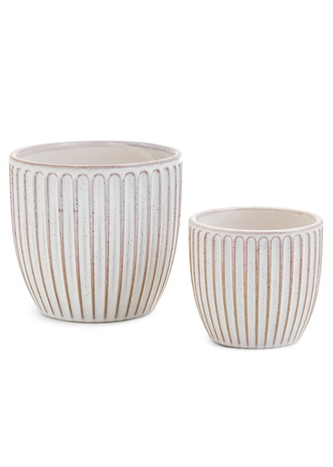 Planter Sm Cera Ribbed White
