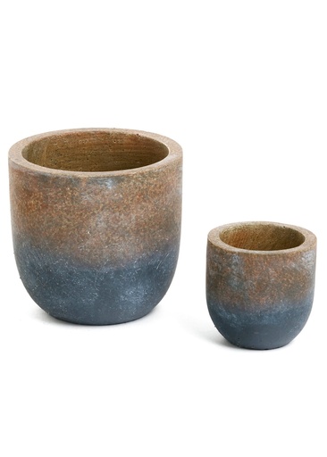 Planter Sm Cement Color Block Terra-Blue
