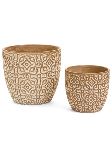 Planter Sm Cera Arabesque Ochre
