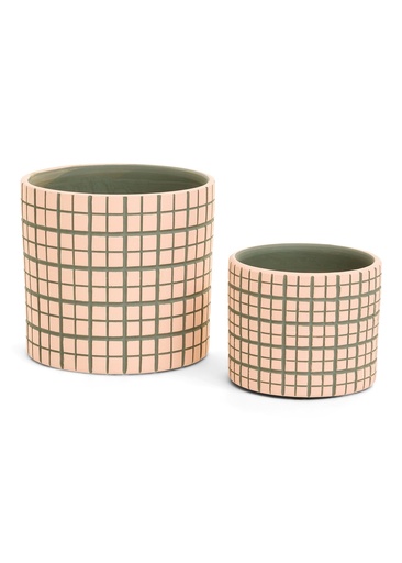 Plantr Sm Cement Checkrd Beige-Green
