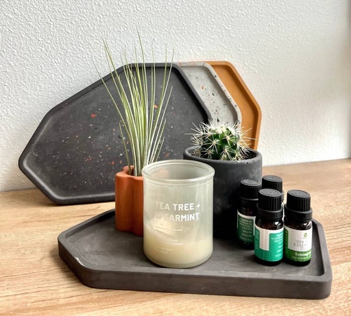 Concrete Geometric Tray | Charcoal
