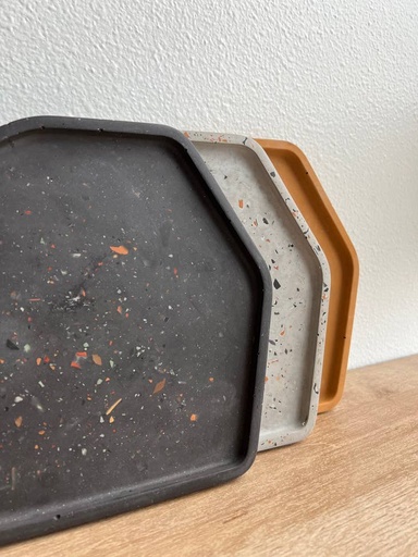 Concrete Geometric Tray | Charcoal Terrazzo