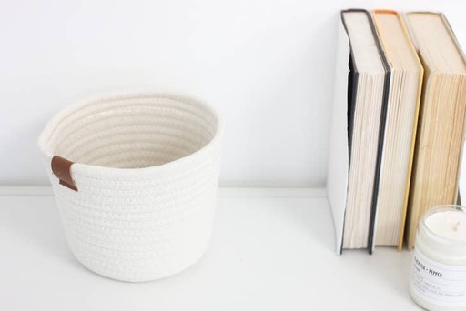 Minimal White Cotton Rope Basket | 7"